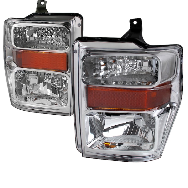 Spec-D Tuning 08-10 Ford F250 Superduty Chrome Euro Headlights 2LH-F25008-RS - main
